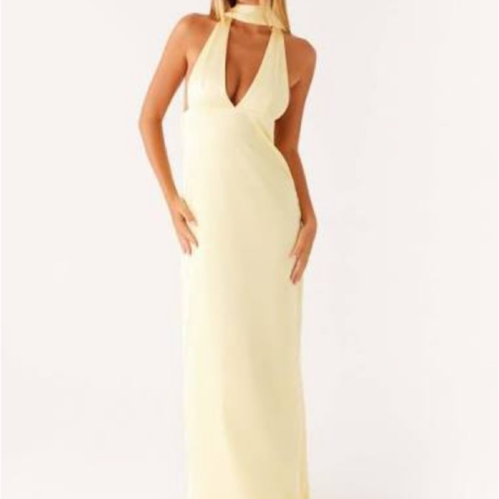 Peppermayo Alicia Satin Halter Maxi Dress